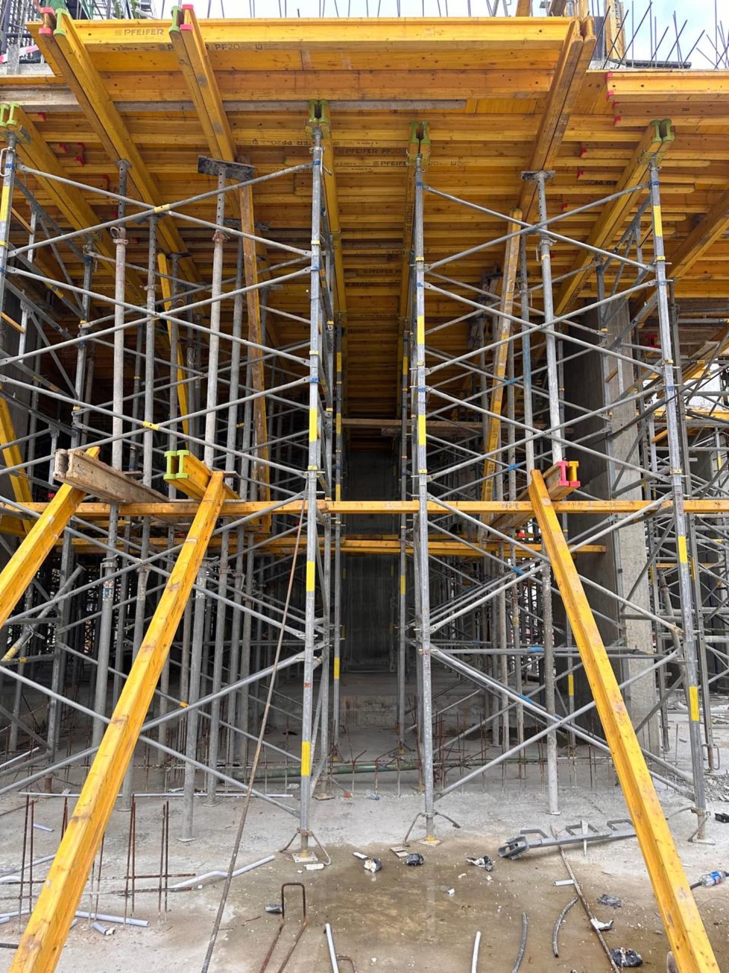 Scaffolding and slab formwork on site