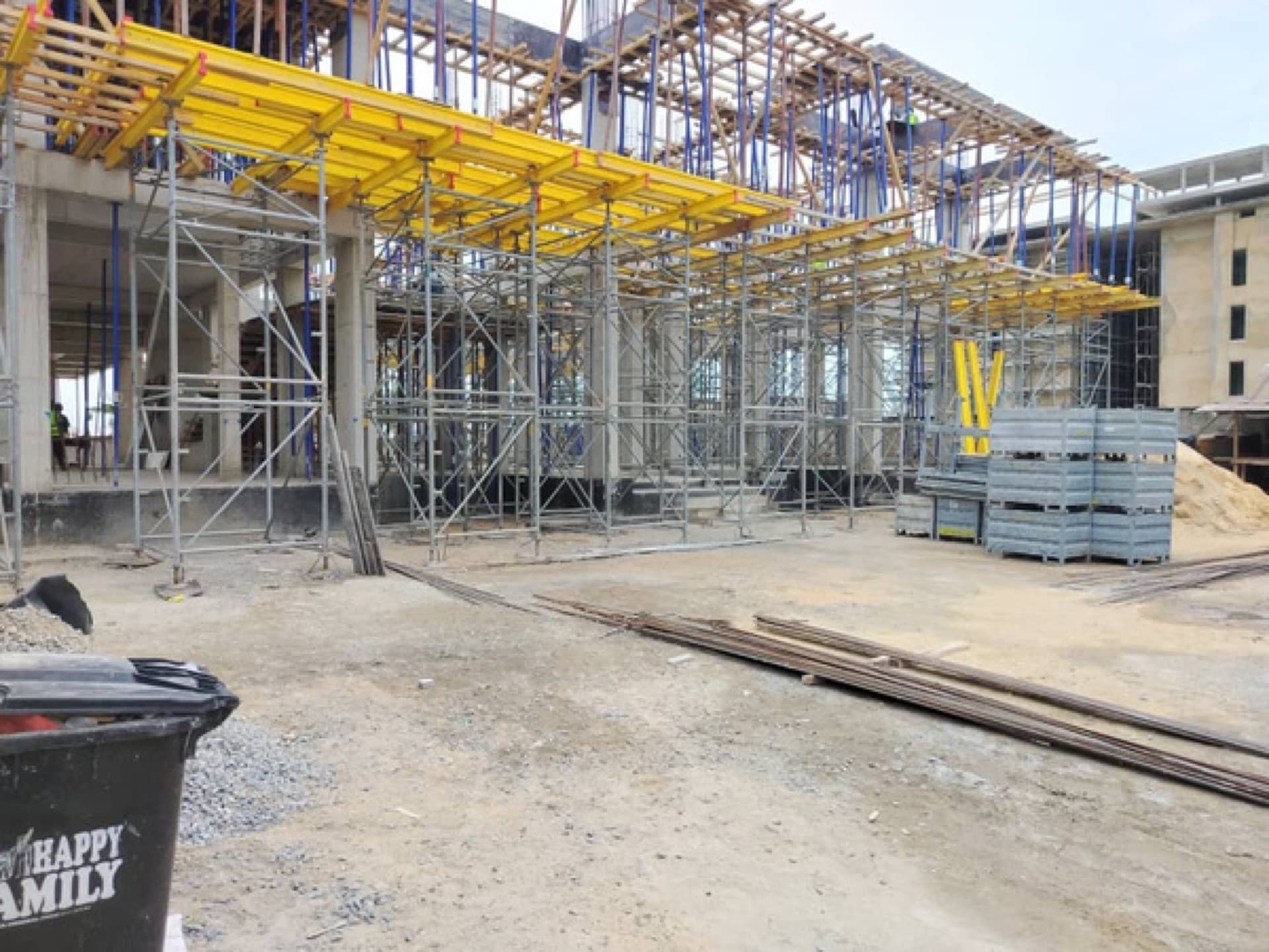 Rental shoring and scaffolding systems on site
