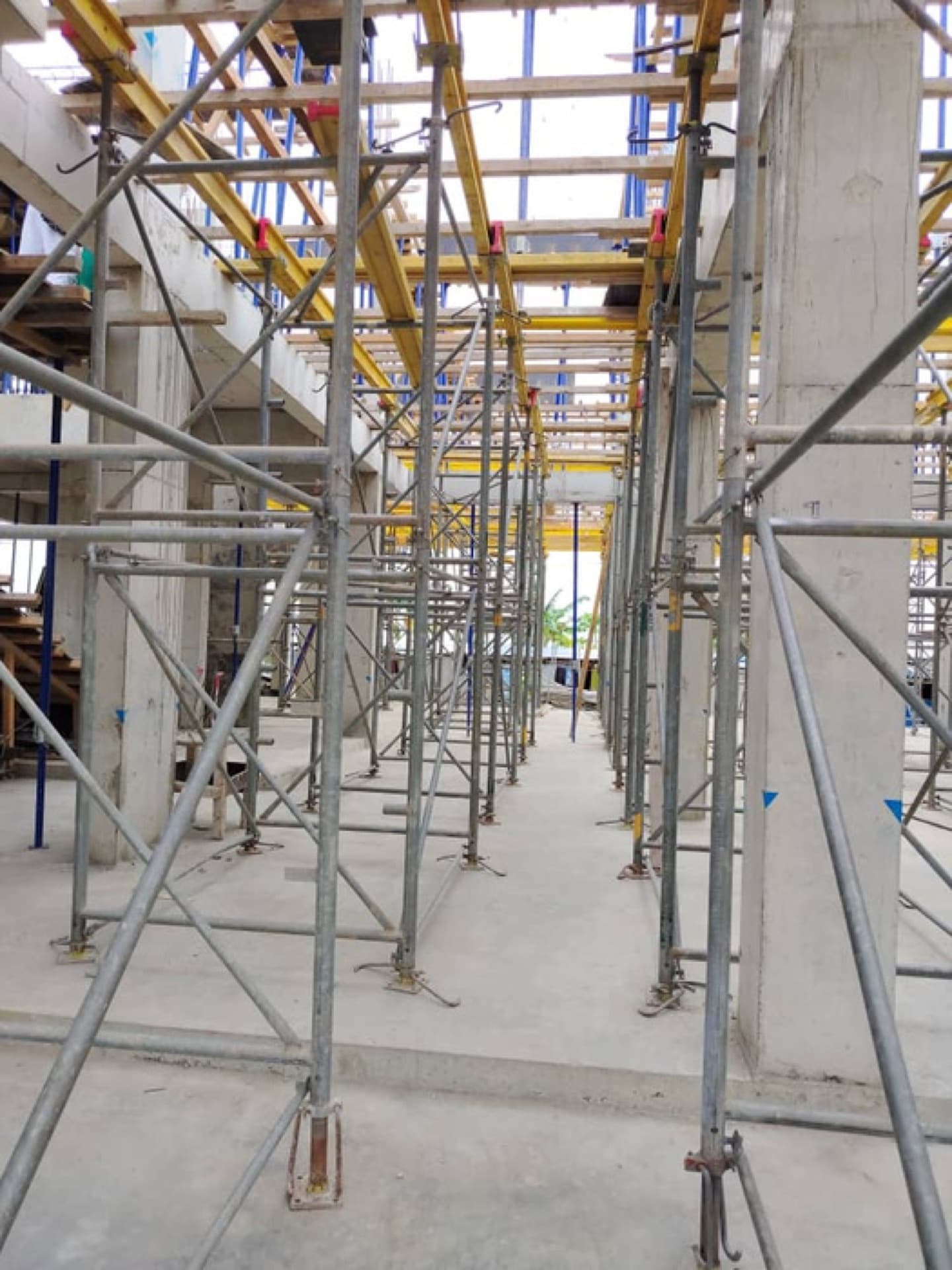 Rental shoring and scaffolding systems on site