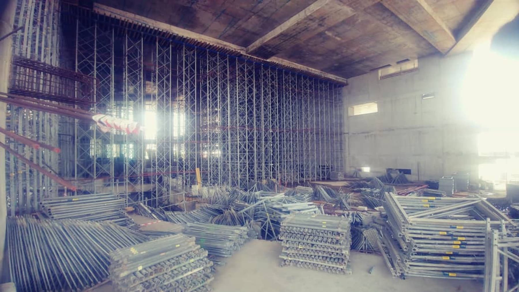 Rental shoring and scaffolding systems on site